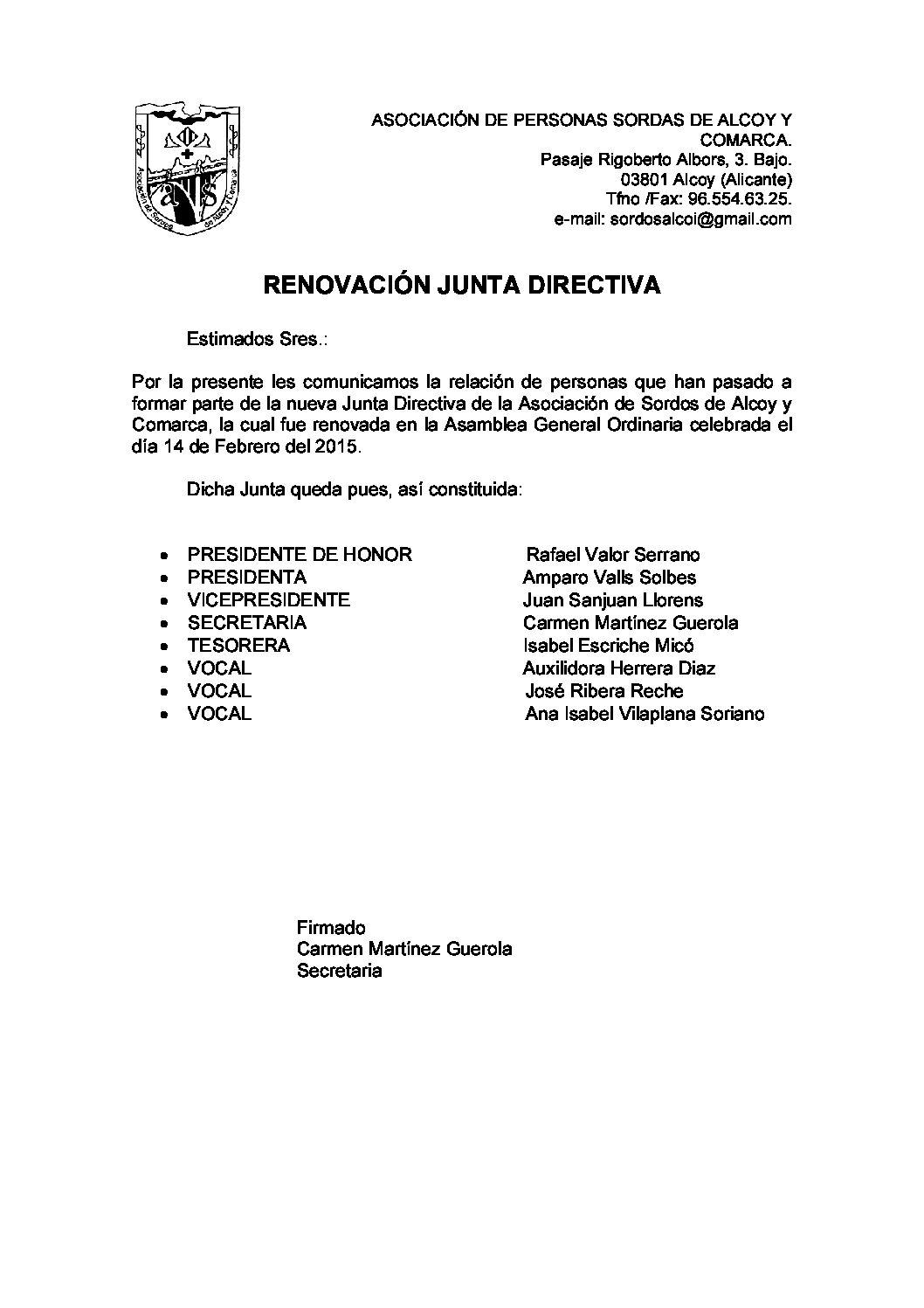 Estructura organizativa (junta directiva)