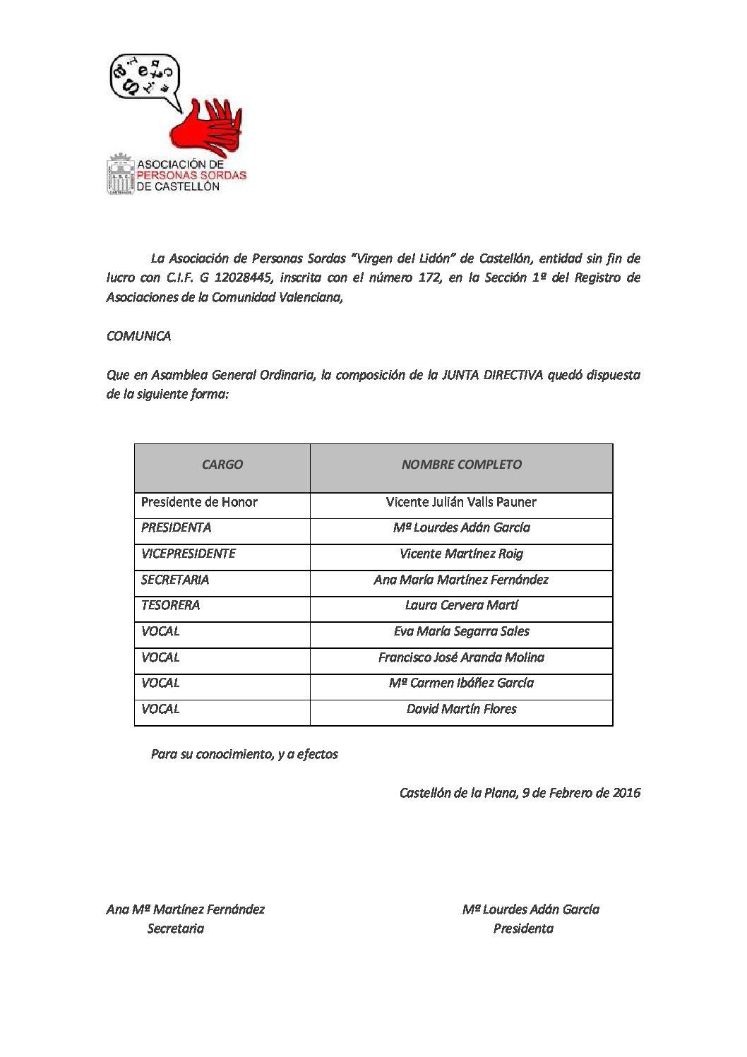Estructura organizativa (junta directiva)