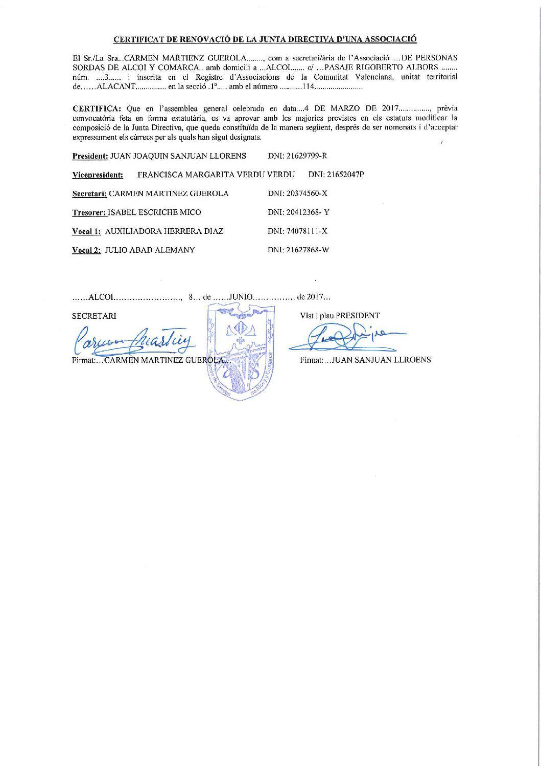 Estructura organizativa (junta directiva)