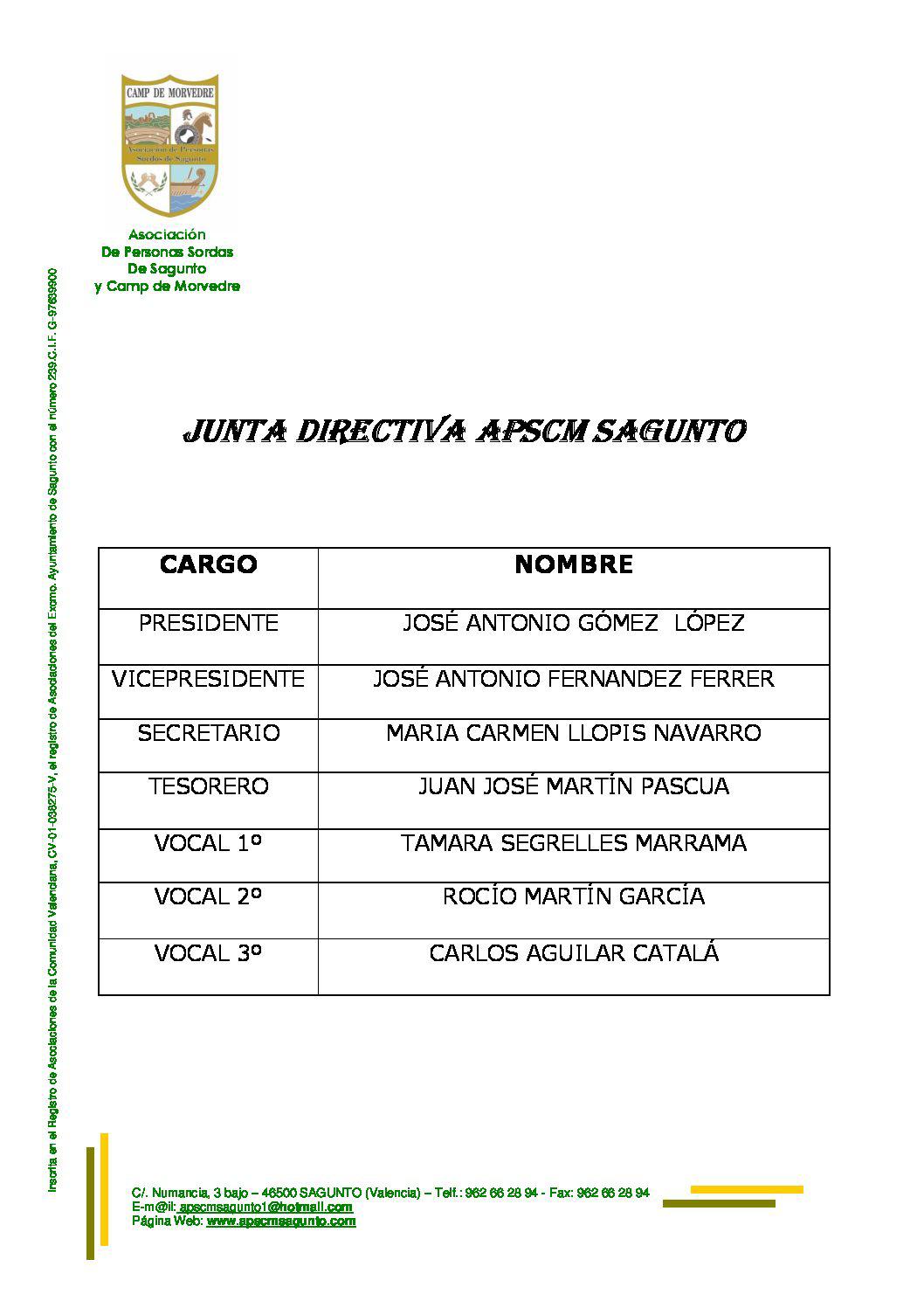 Estructura organizativa (junta directiva)