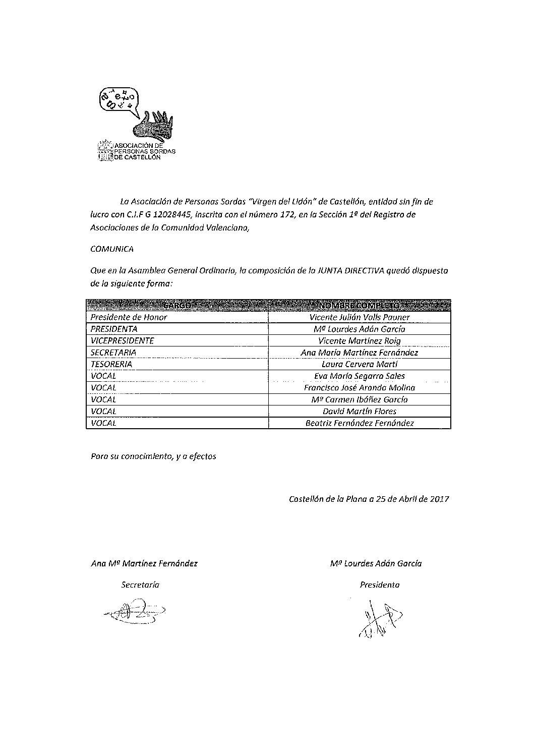 Estructura organizativa (junta directiva)