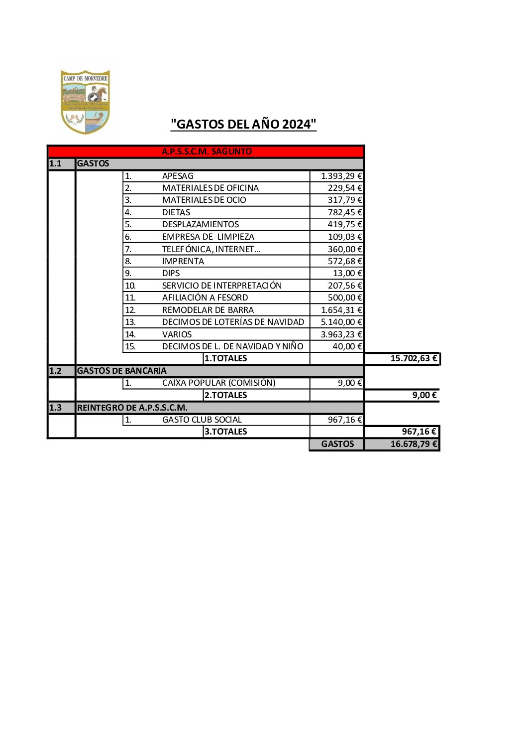 Balance económico 2024 APESAG