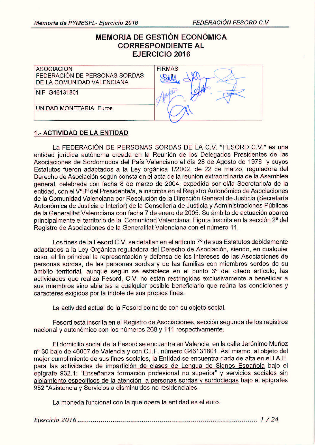 Cuentas anuales Fesord 2016