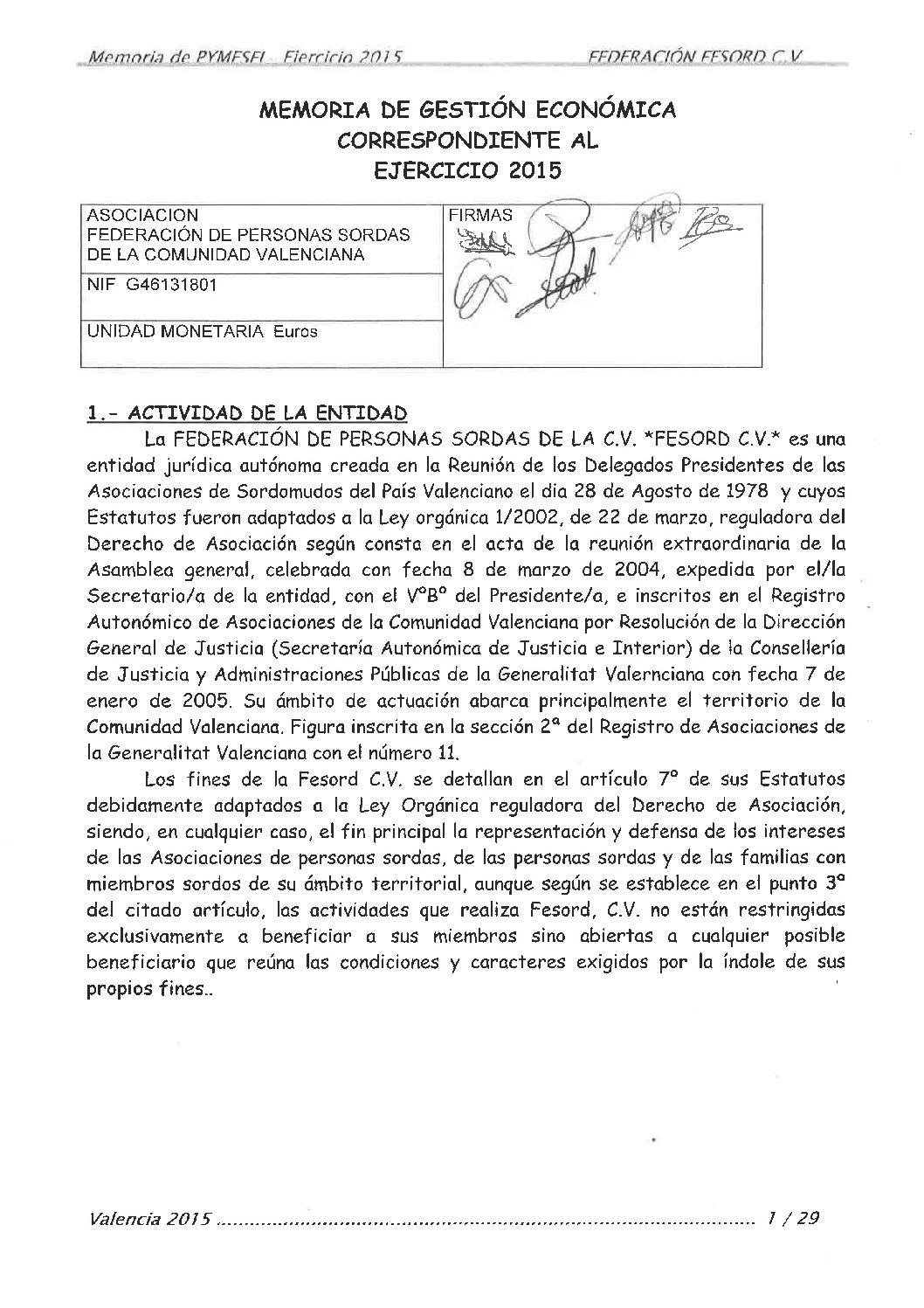 Cuentas anuales Fesord 2015