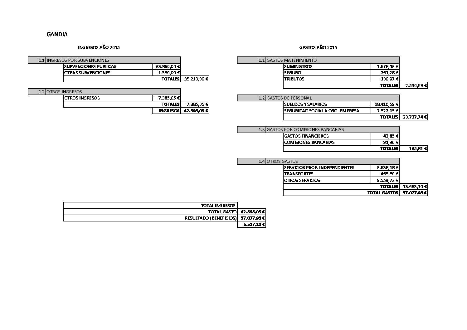 Cuentas anuales Gandia 2015
