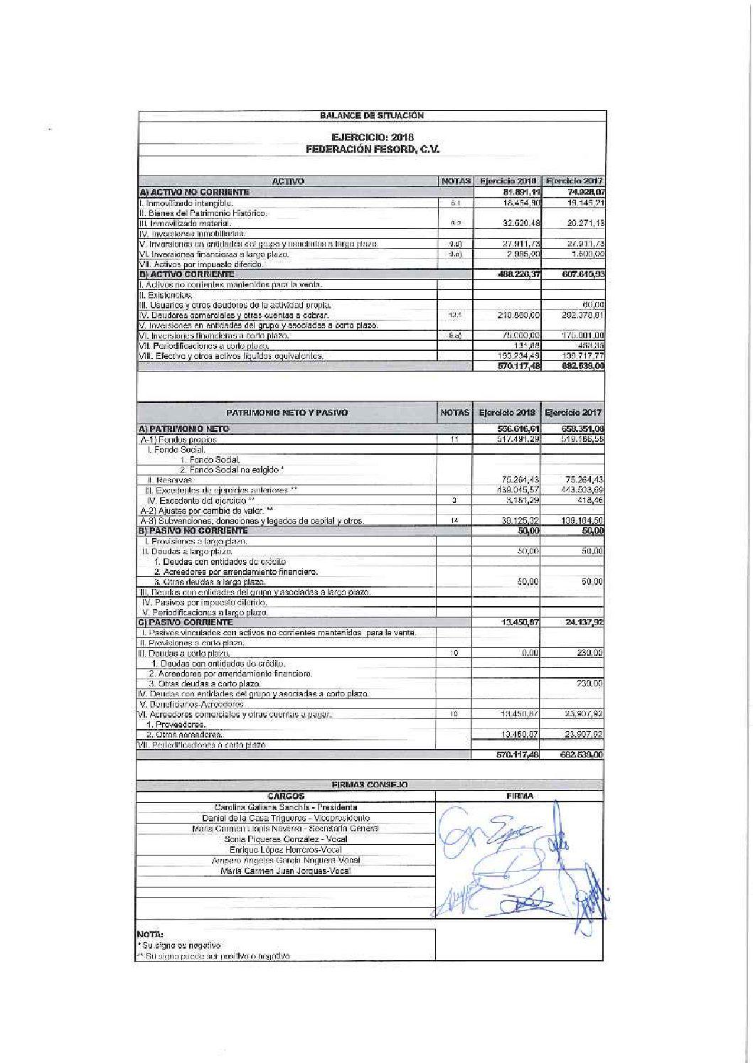 CUENTAS ANUALES FESORD 2018