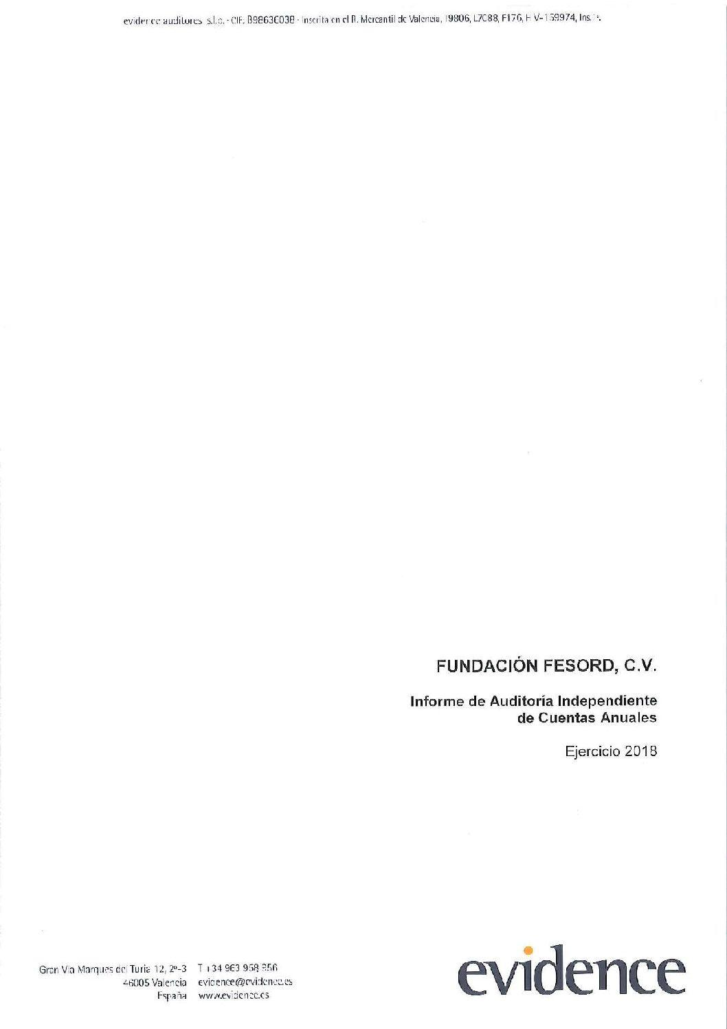 INFORME AUDITORIA FUNDACION FESORD 2018