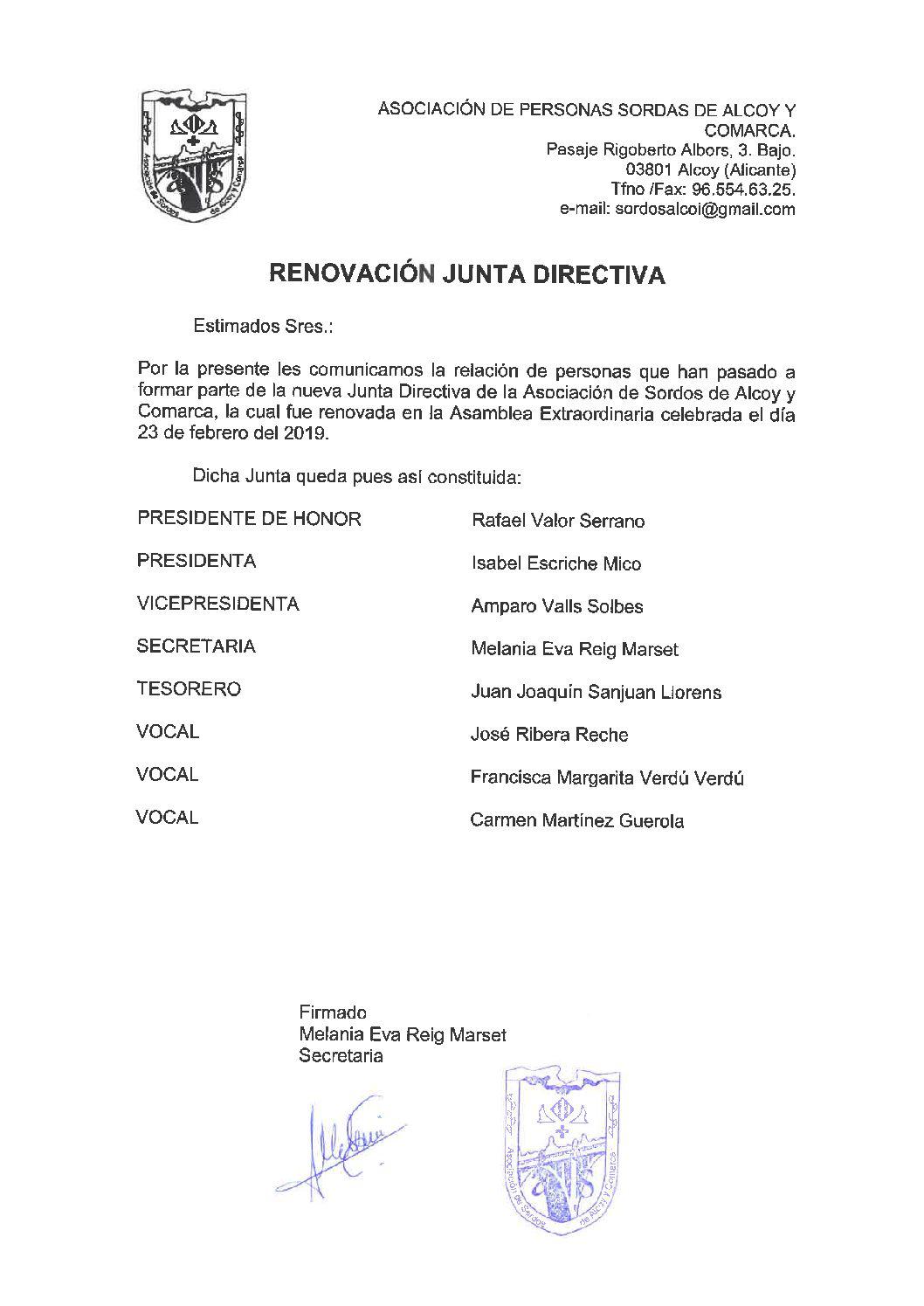 JUNTA DIRECTIVA ALCOI 2018
