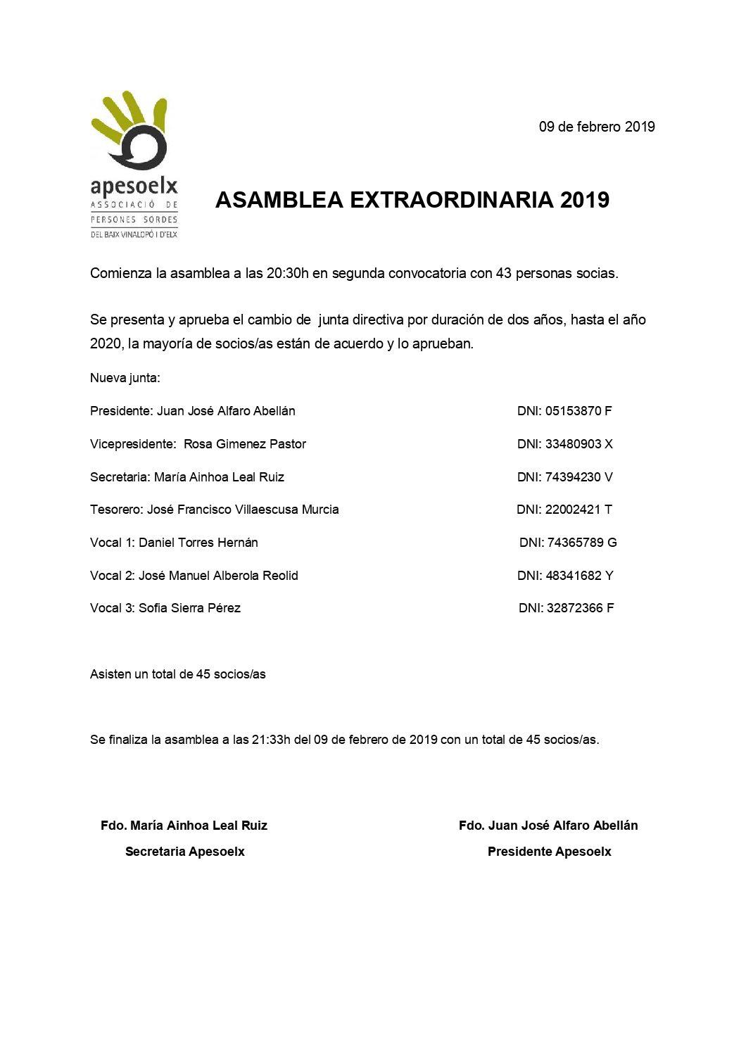 JUNTA DIRECTIVA APESOELX 2018
