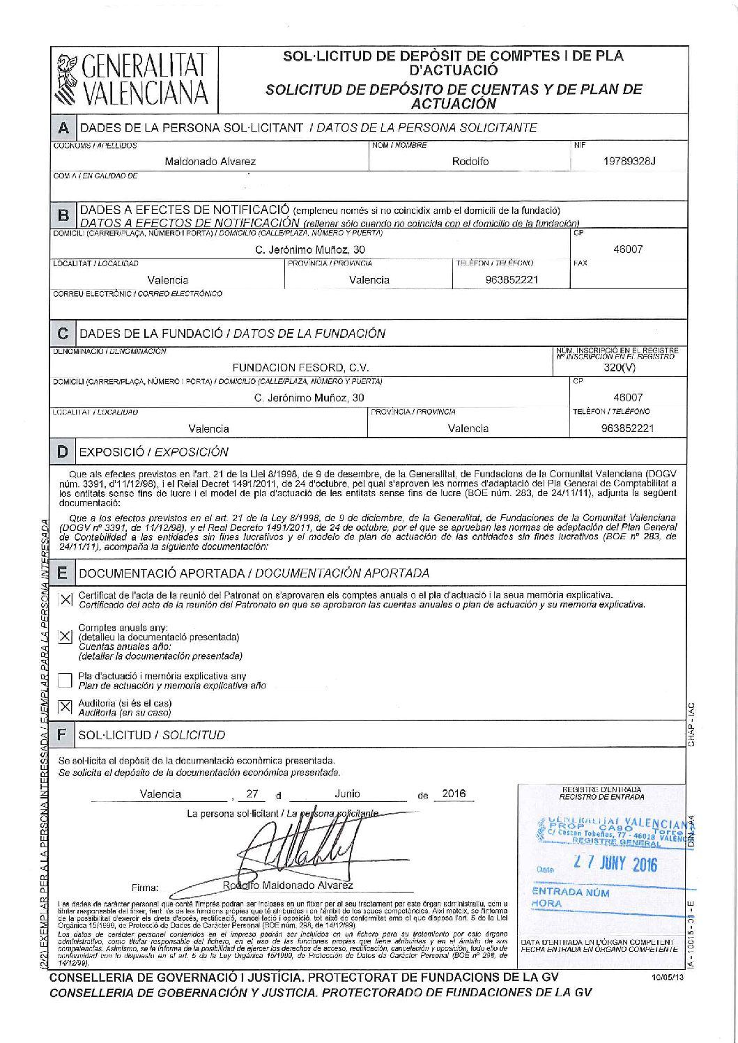 INFORME AUDITORIA Y PRESENTACION CUENTAS ANUALES 2015